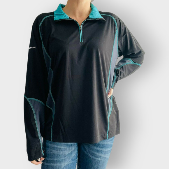 Subaru Black Label Quarter Zip Long Sleeve Top Athletic Recycled Materials XL - Picture 10 of 10